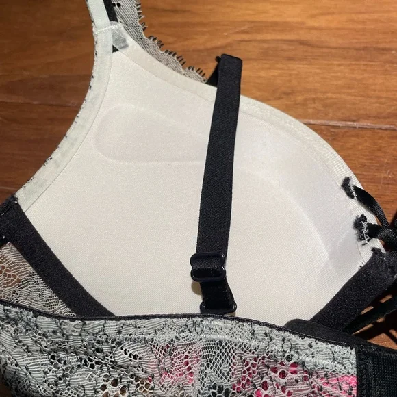 Lace Overlay Bra with Black Straps